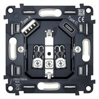 Механизм розетки с заземлением и 2хUSB type A и C Ambrella Volt QUANT VM160