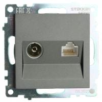 ТВ-розетка и розетка Ethernet RJ-45 без рамки Stekker Катрин 49417