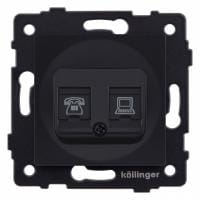 Розетка двойная RJ-11 и Ethernet RJ-45, без рамки Kollinger  REA-011BM