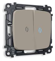 Выключатель проходной двухклавишный с подсветкой без рамки Ambrella Volt Quant MO364040