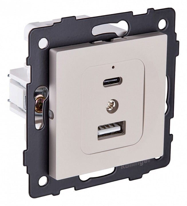 Розетка 2хUSB type A и C без рамки Kollinger  REA-037CM