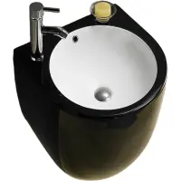 Раковина CeramaLux 500FBW 49x47 см, подвесная черный/белый