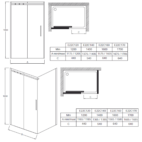 Душевая дверь в нишу Jacob Delafon CONTRA E22C140-GA