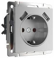 Розетка с заземлением и со шторкой и 2хUSB, без рамки Werkel  W1171506