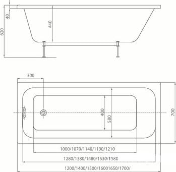 Акриловая ванна Aquatek Мия 150x70 MIY150-0000001