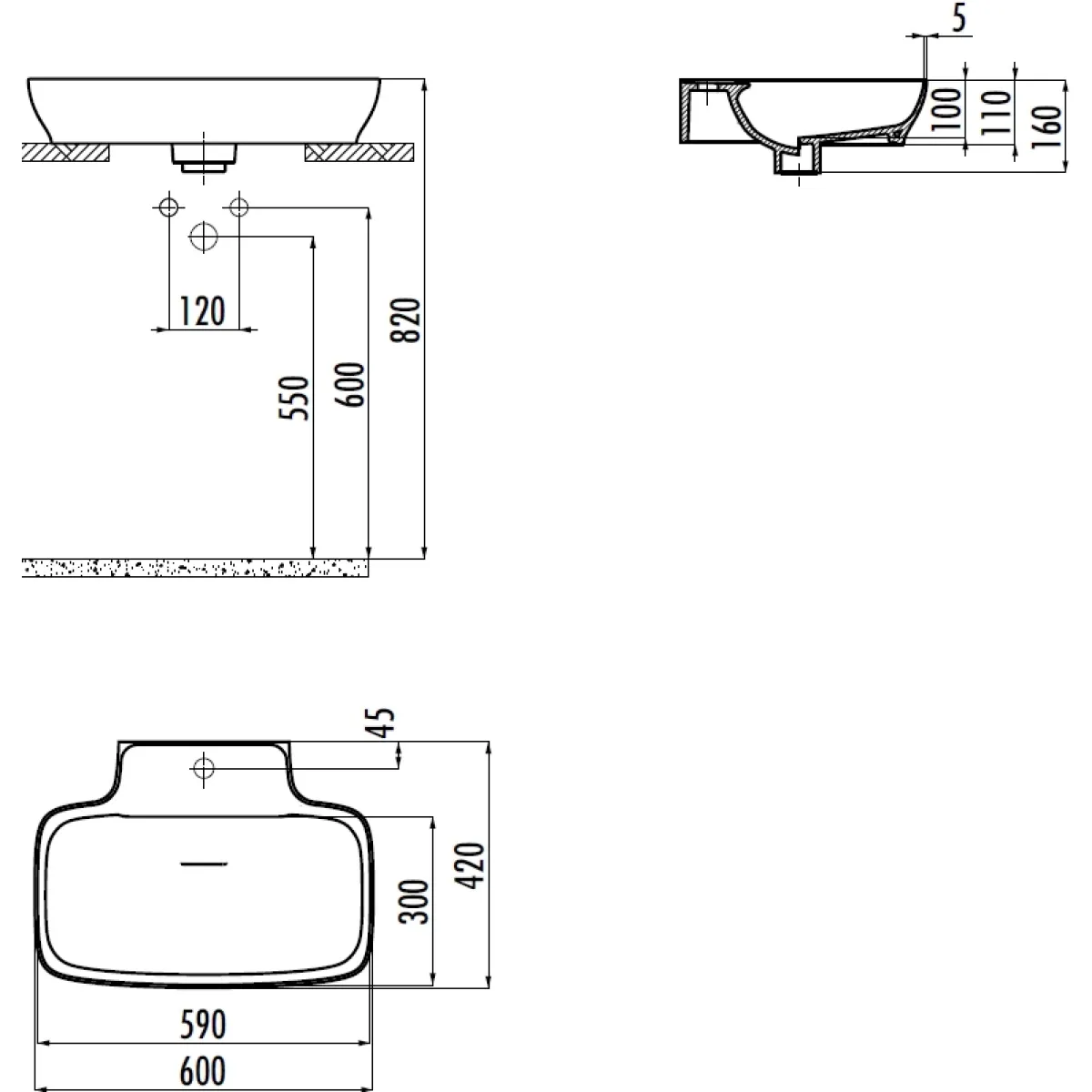 Раковина-чаша Creavit Ruby RB061-00MB42E-0000 60x42 см, накладная, белый матовый