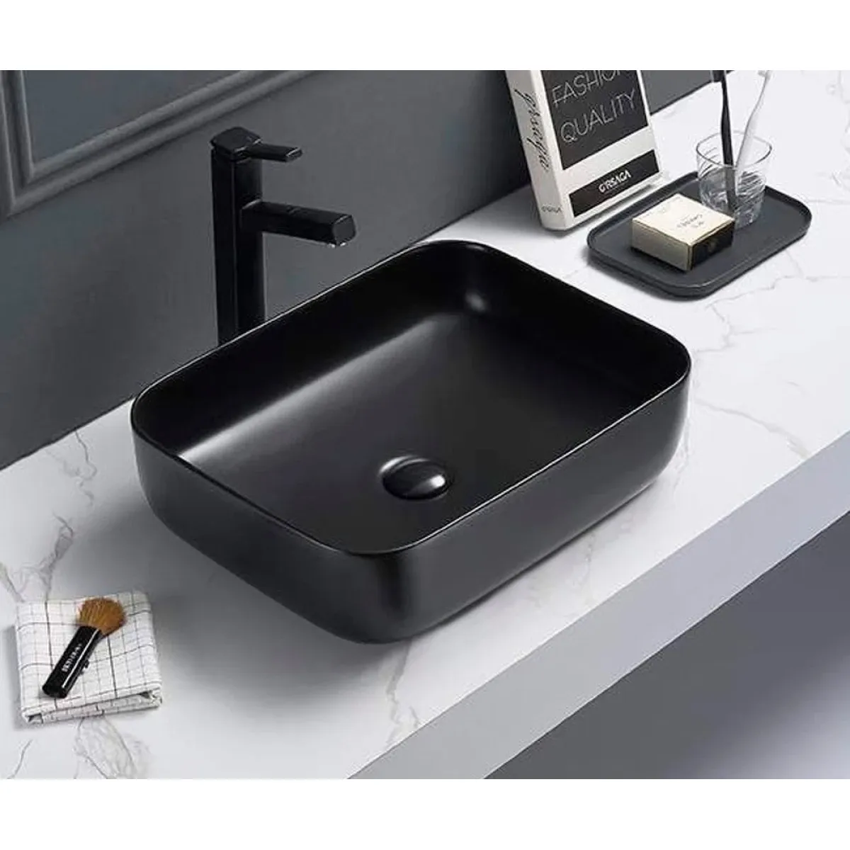 Раковина-чаша CeramaLux 2105-1МВ 50x39,5 см, накладная, черный матовый