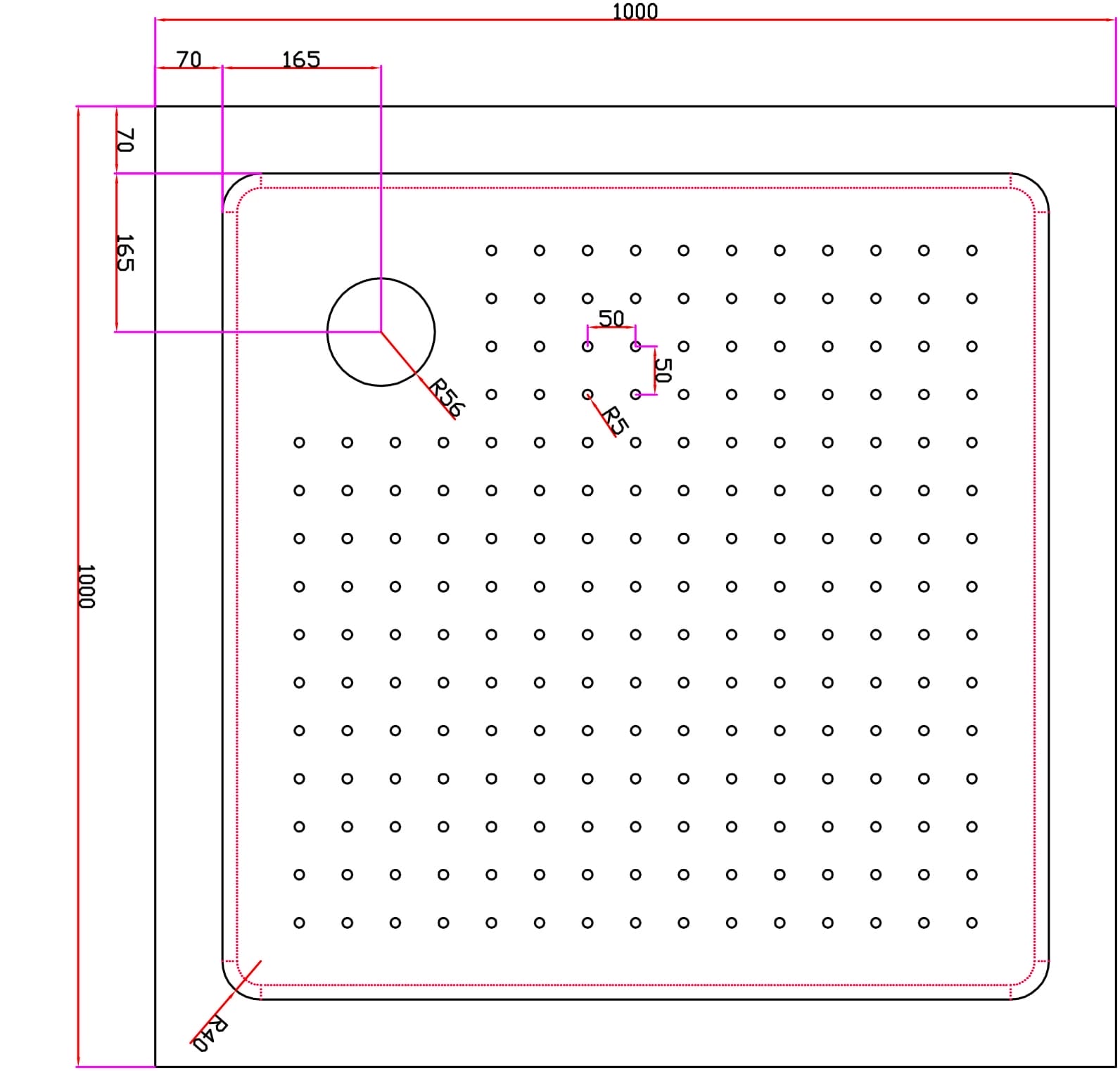 Душевой поддон Cezares 100x100 TRAY-A-A-100-15-W0