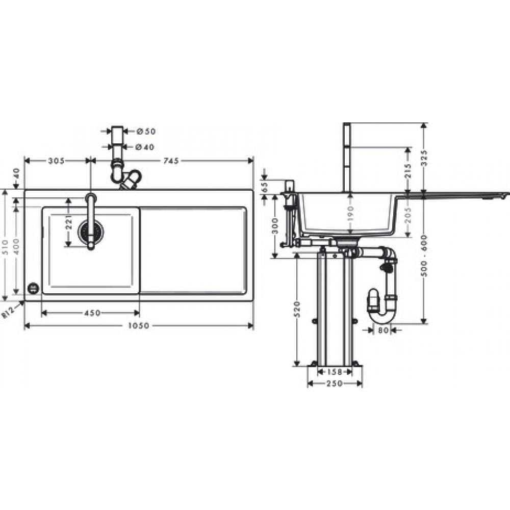Кухонная комбинация hansgrohe 450 с крылом C51-F450-12 43228000