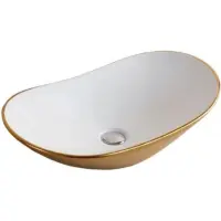Раковина-чаша CeramaLux 7811AJW 61,5x36 см, накладная, белый/золото