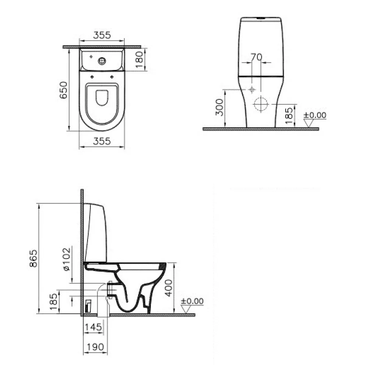 Унитаз-компакт Vitra Zentrum 9012B003-7200 с сиденьем микролифт, белый
