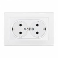 Розетка двойная с заземлением и со шторкой Arte Milano SET06-2 SET06-double-40-2 white
