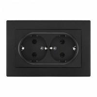 Розетка двойная с заземлением и со шторкой Arte Milano SET06-2 SET06-double-40-2 black