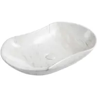 Раковина-чаша CeramaLux 503H012 66x42 см, накладная, белый мрамор