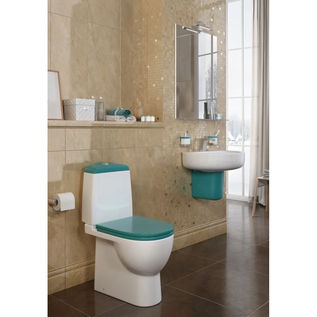Унитаз-компакт с сиденьем микролифт Sanita Luxe Best Color Motion WC.CC/Best/2-DM/TUR.G/S1