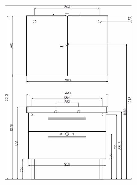 Тумба под раковину Villeroy&Boch 95 2day2 A99500WB Aqua Grey
