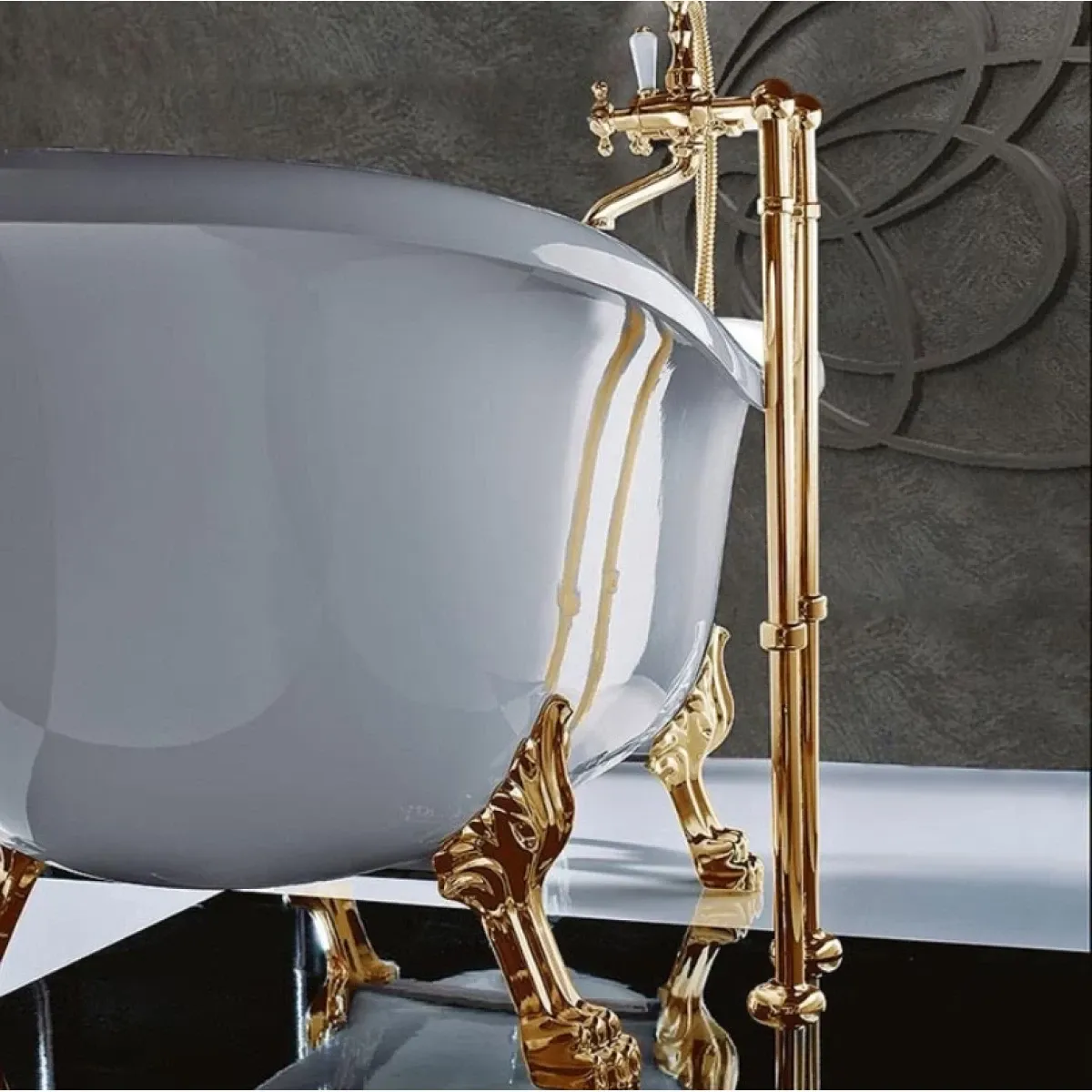 Ванна из литьевого мрамора Tiffany World TW176bi/oro 176x80 см, отдельностоящая, белый