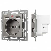 Розетка с заземлением и 2хUSB type A, без рамки Arlight SCT 043735