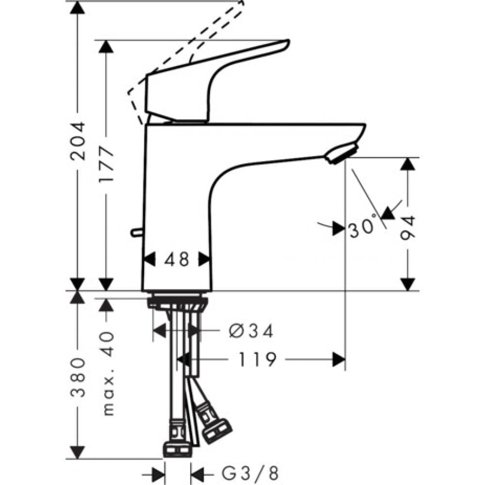 Смеситель для раковины hansgrohe Focus 100 LowFlow 31603000 со сливным гарнитуром