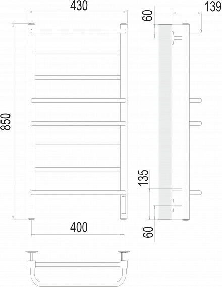 Полотенцесушитель электрический Terminus Евромикс квадро П8 400х850 4670078531247