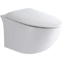 Унитаз подвесной CeramaLux 2297 безободковый, с сиденьем микролифт, белый