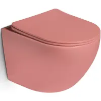 Унитаз подвесной SantiLine SL-5005-P безободковый, торнадо, с сиденьем микролифт, персиковый матовый