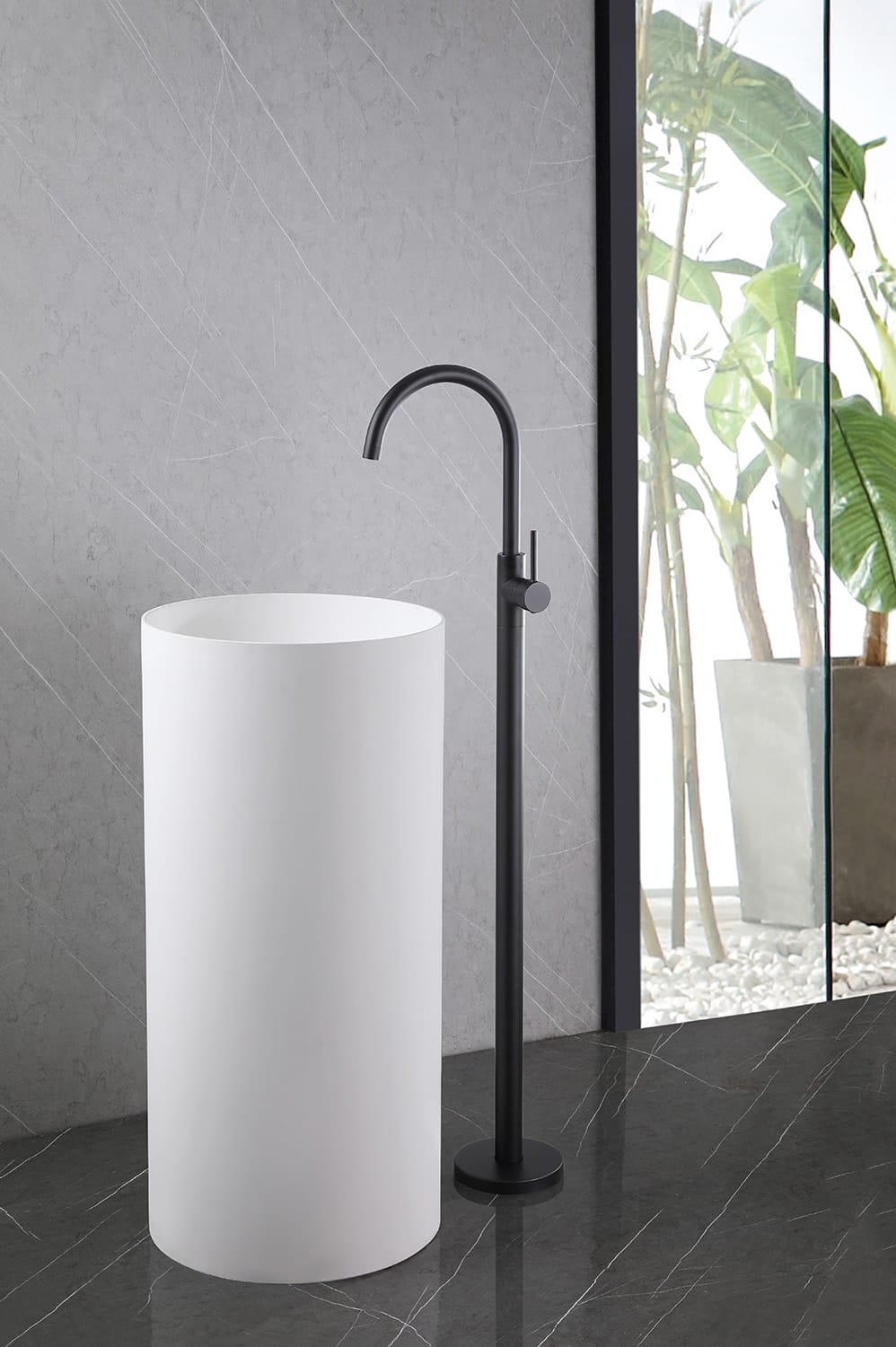 Напольный смеситель для раковины Abber Wasser Kreis AF8141B черный матовый