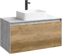 Тумба под раковину без фасада AQWELLA 5 Stars Mobi 100 MOB0110BS бетон светлый