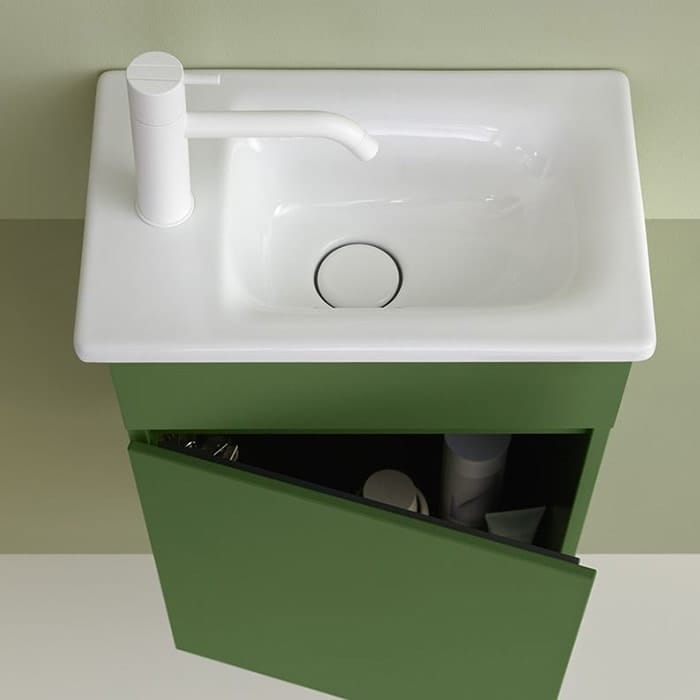 Тумба с раковиной Burgbad Lin20 42 SGIE042RF5383C0001*1 Moss Green Matt левая зеленый мох
