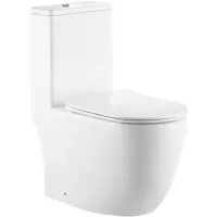 Унитаз-компакт CeramaLux TR2176MN безободковый, торнадо, с сиденьем микролифт, белый