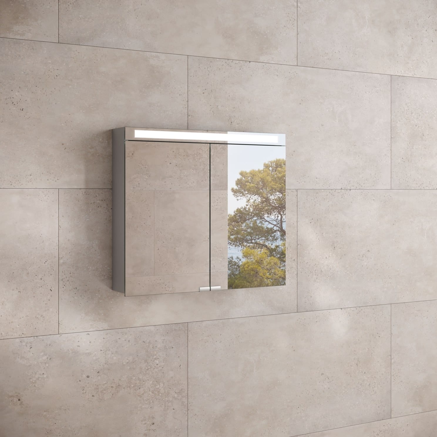 Шкаф зеркальный Keuco Royal E-One 80 44302171301 с подсветкой анодированное серебро