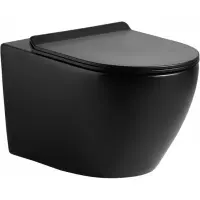Унитаз подвесной Agger AT03144 безободковый, с сиденьем микролифт, черный матовый