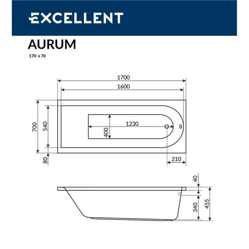 Акриловая ванна Excellent AURUM 170х70 WAEX.AUR17.LUX.CR хром, белый