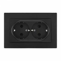 Розетка двойная с заземлением и со шторкой Arte Milano SET06-2 SET06-double-40-2 black