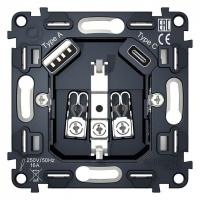 Механизм розетки с заземлением и 2хUSB type A и C Ambrella Volt Quant VM160