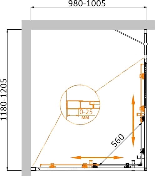 Душевой уголок Cezares Molveno 100x120 MOLVENO-AH-21-100+20-C-Cr-IV