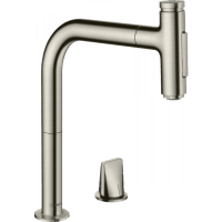 Смеситель для кухни hansgrohe Metris Select M71 M7120-H200 73819800 на 2 отверстия с вытяжным изливом сталь