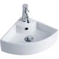 Раковина CeramaLux 9067B 43,5x33 см, подвесная, угловая, белый