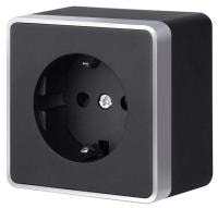 Розетка с заземлением Werkel Gallant (черный с серебром) W5071034