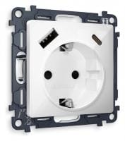 Розетка с заземлением и 2хUSB type A и C, без рамки Ambrella Volt ALFA MA110010