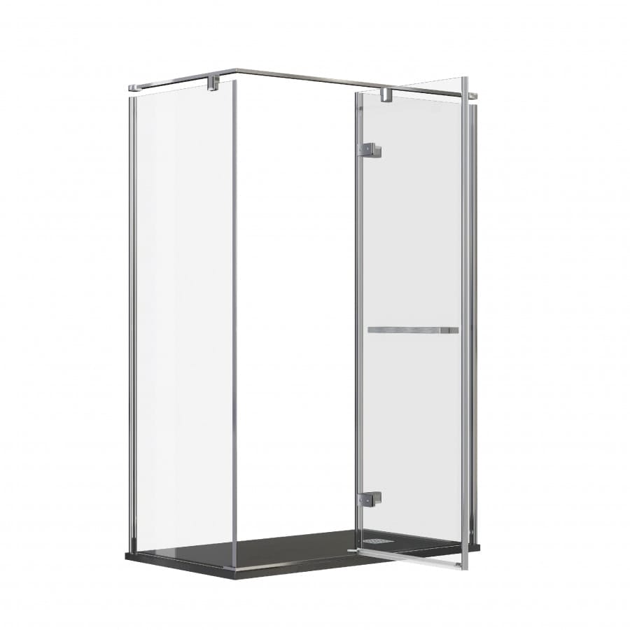 Дверь Roca Acropolis правая с боковой панелью 120х90 ZRU9307893 глянцевый хром стекло прозрачное
