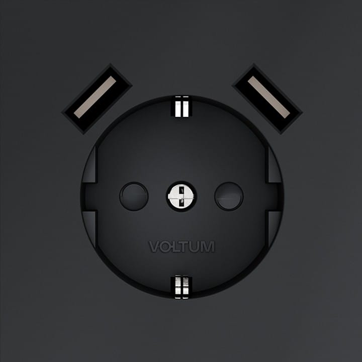 Розетка с заземлением и со шторкой и 2хUSB type A, без рамки Voltum S70 VLS040407