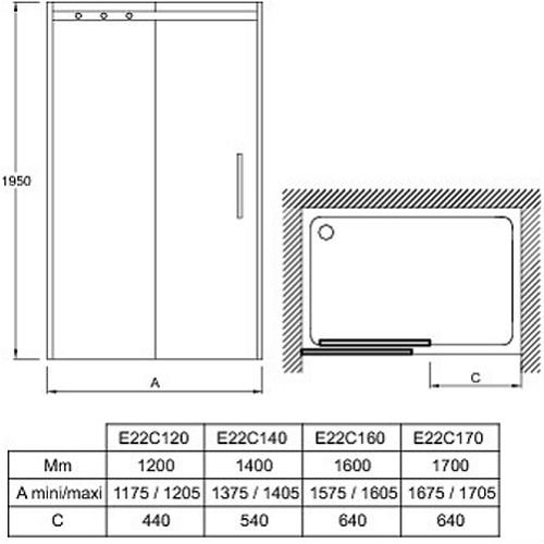 Душевая дверь в нишу Jacob Delafon CONTRA E22C160-GA