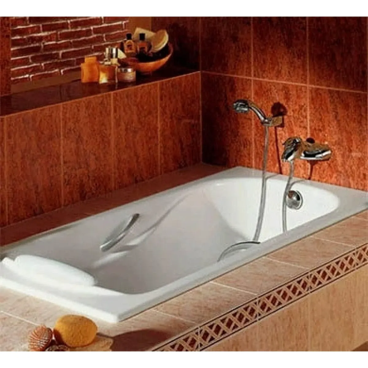 Ванна чугунная Roca Haiti SET/2327G000R/526804210/150412330 170x80 см, с ручками, антискользящим покрытием, белый