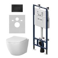 Комплект унитаза с инсталляцией AM.PM Like IS100238.801900 с черной матовой клавишей смыва