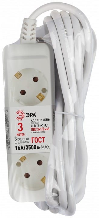 Удлинитель Эра  U-3e-3m-3x1,5