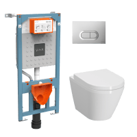 Комплект унитаза с инсталляцией Vitra Integra Round 9004B003-7202 с клавишей смыва