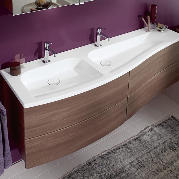 Тумба с двумя раковинами Burgbad Sinea 1.0 161 WTU161D L F3189 C0001*2 фрассино капучино