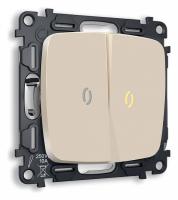 Выключатель двухклавишный с подсветкой без рамки Ambrella Volt Quant MO324010