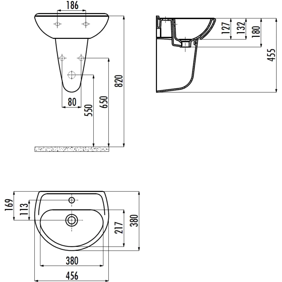 Раковина Creavit Oval TP145-00CB00E-0000 45,6x38 см, подвесная, белый
